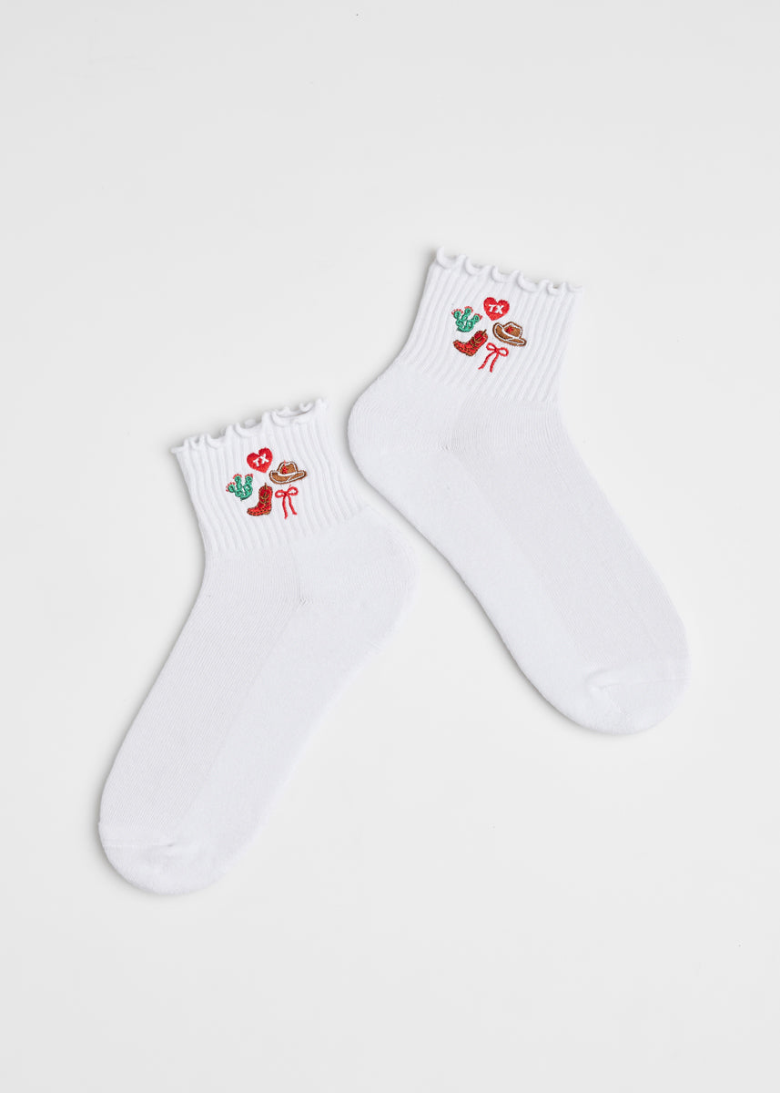 Texas Icons Ruffle Sock