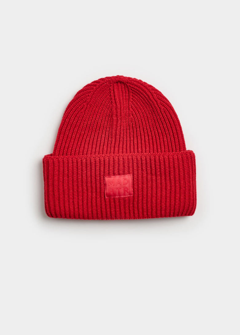 Adult Mad Hatter Ribbed Knit Beanie - Lipstick Red