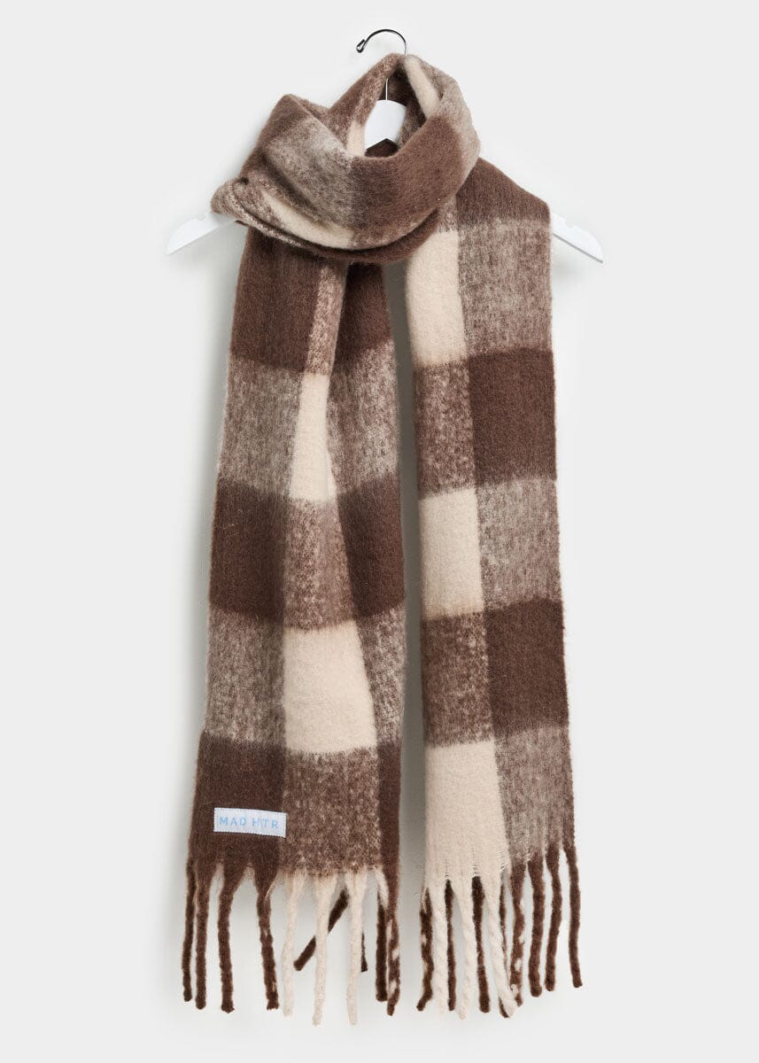 MAD HTR Oversized Blanket Scarf - Espresso & Cream Plaid