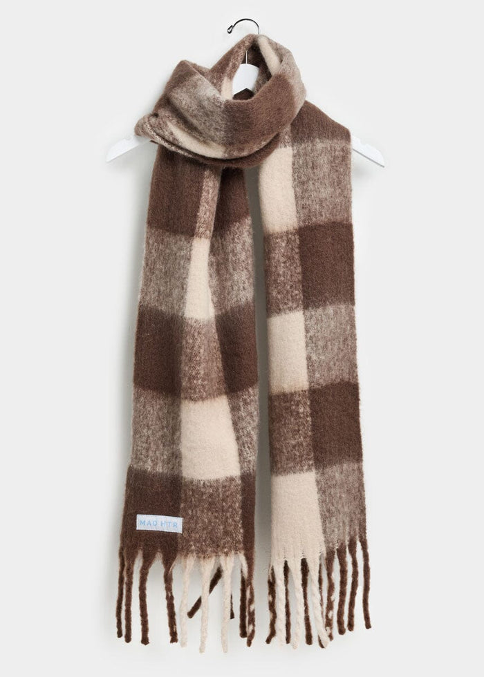 MAD HTR Oversized Blanket Scarf - Espresso & Cream Plaid