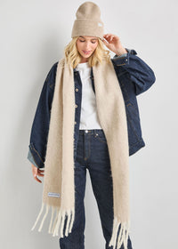 Mad Hatter Oversized Contrast Blanket Scarf - Feather & Ivory