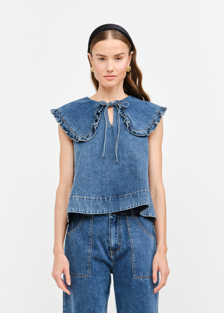 Addison Denim Top - Medium Wash