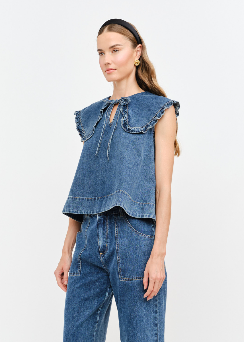 Addison Denim Top - Medium Wash