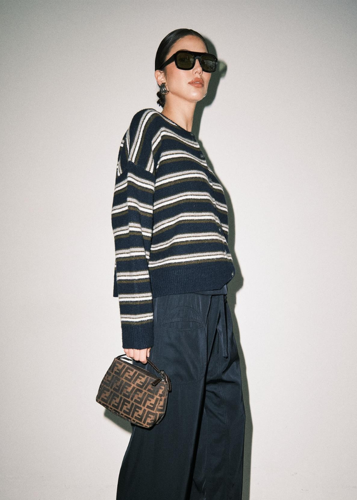 Adrienne Striped Sweater - Navy
