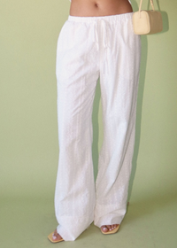 Agathe Broderie Wide Leg Pants - Cream
