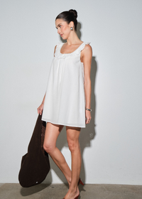 Andie Ruffle Neck Mini Dress - White