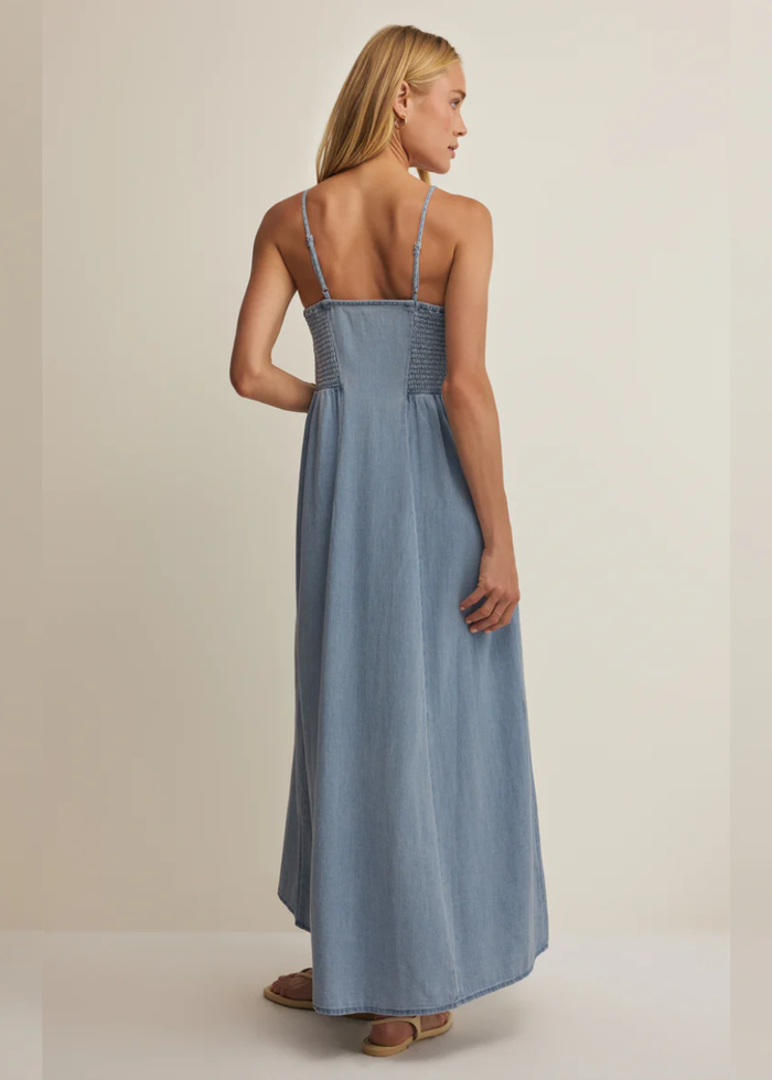 Angel Eyes Twill Midi Dress - Lake Blue