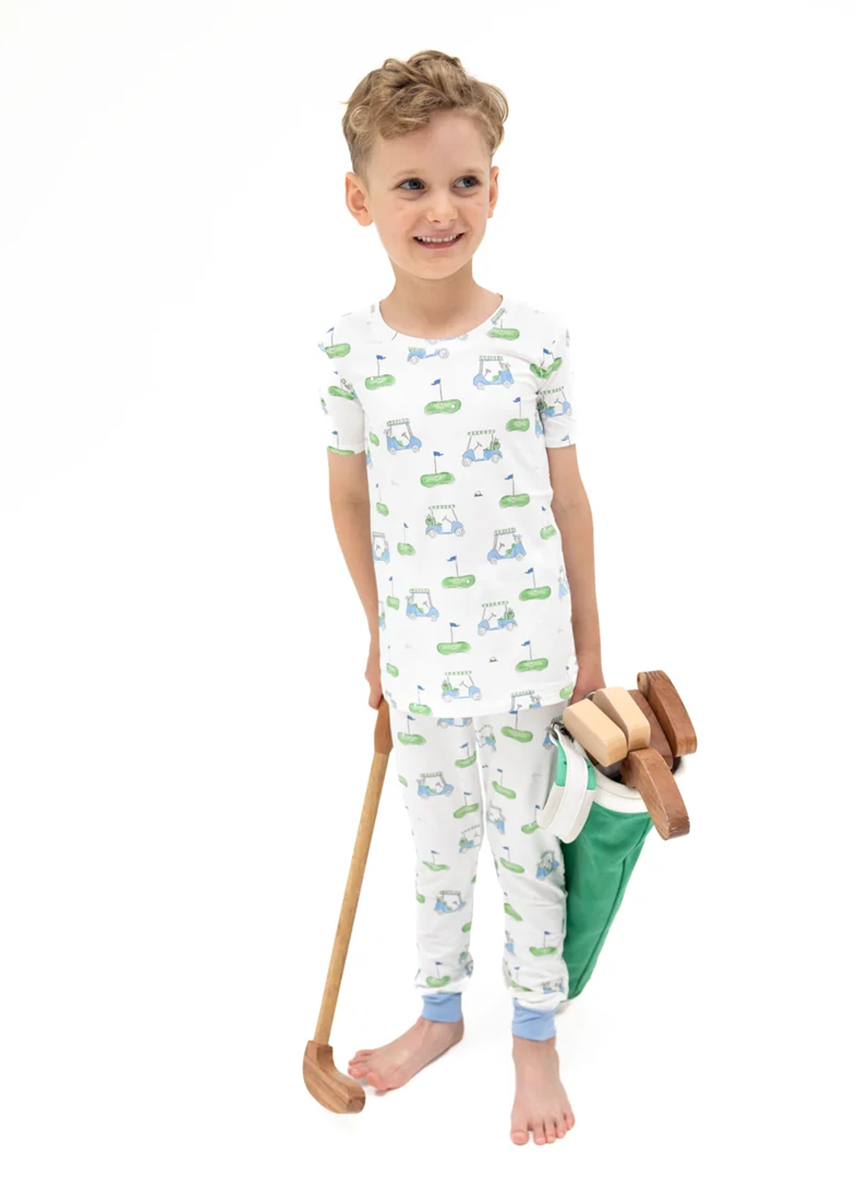 2-Piece S/S Pajama Set - Golf Carts Blue