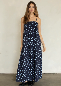 Ari Dot Maxi Dress - Dusty Blue