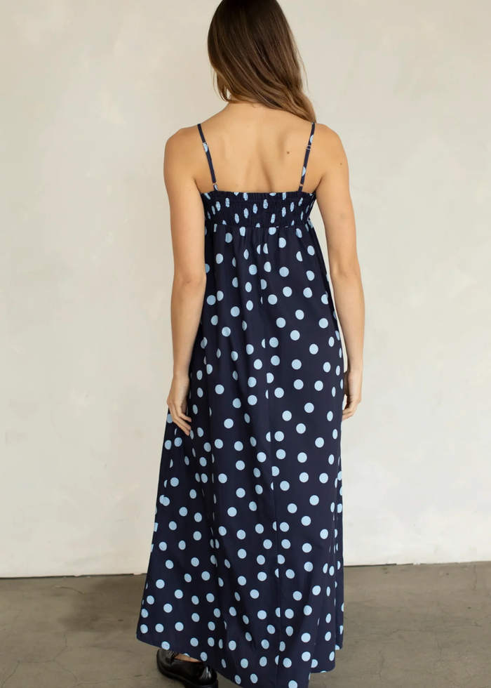 Ari Dot Maxi Dress - Dusty Blue