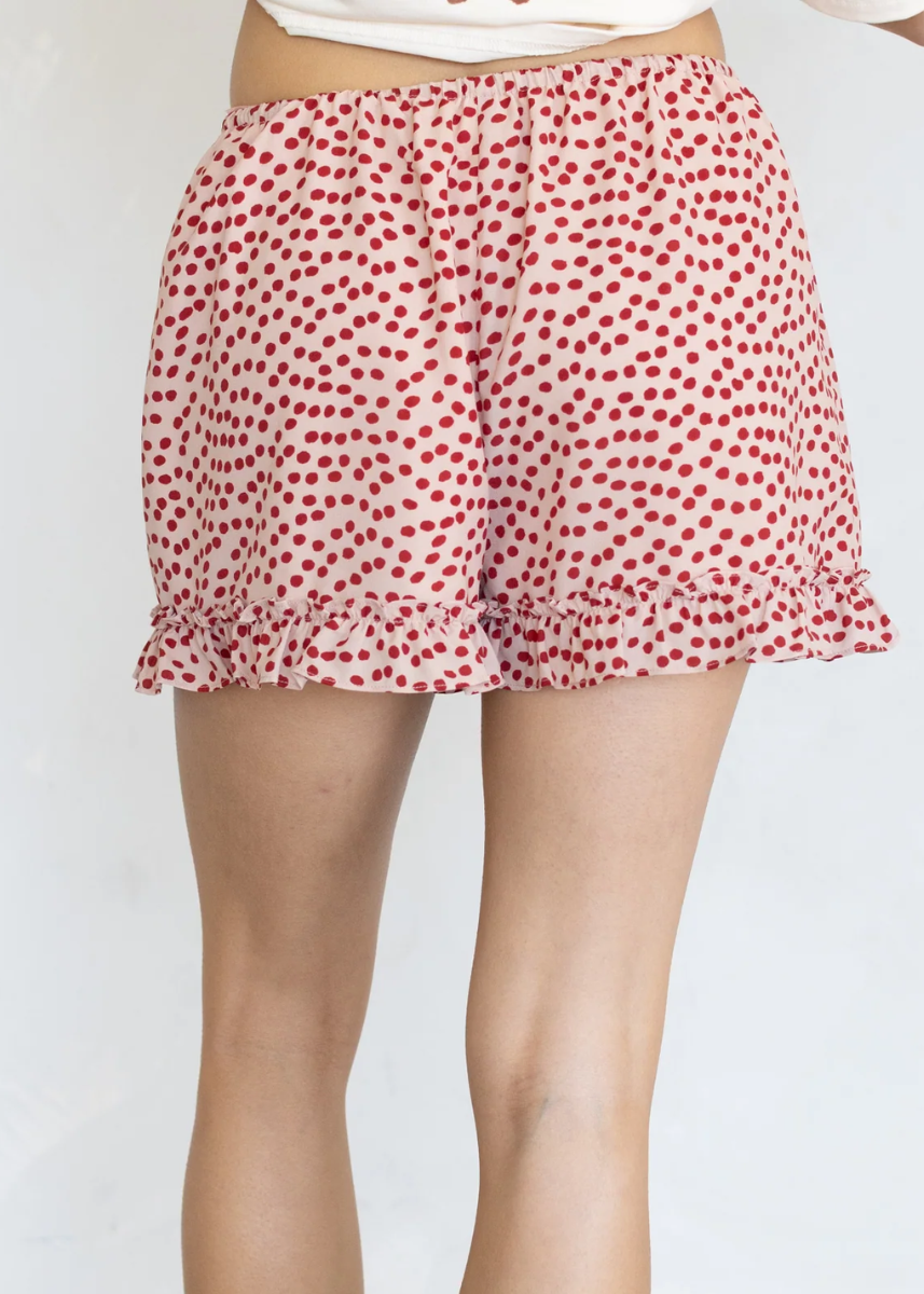 Arlet Dot Shorts - Beige & Red