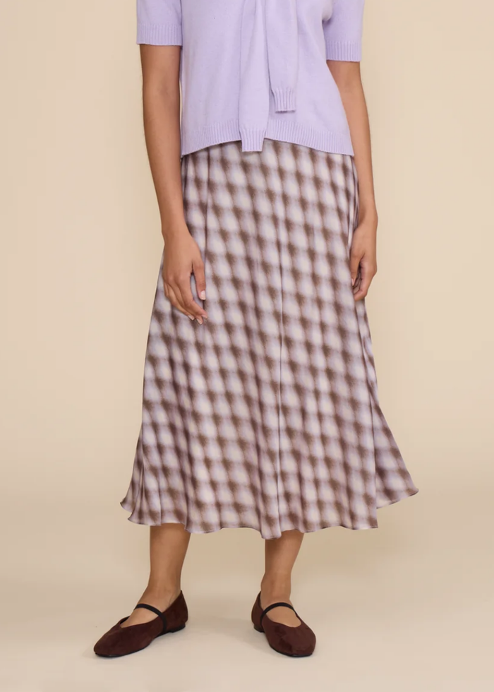 August Midi Skirt - Lavender Check