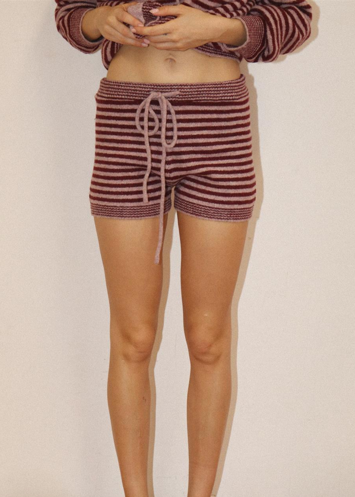 Avaline Stripe Shorts - Wine