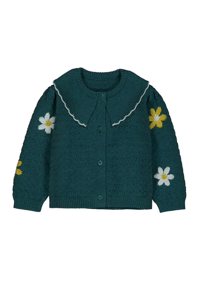 Avery Floral Embroidered Cardigan - Water Lily