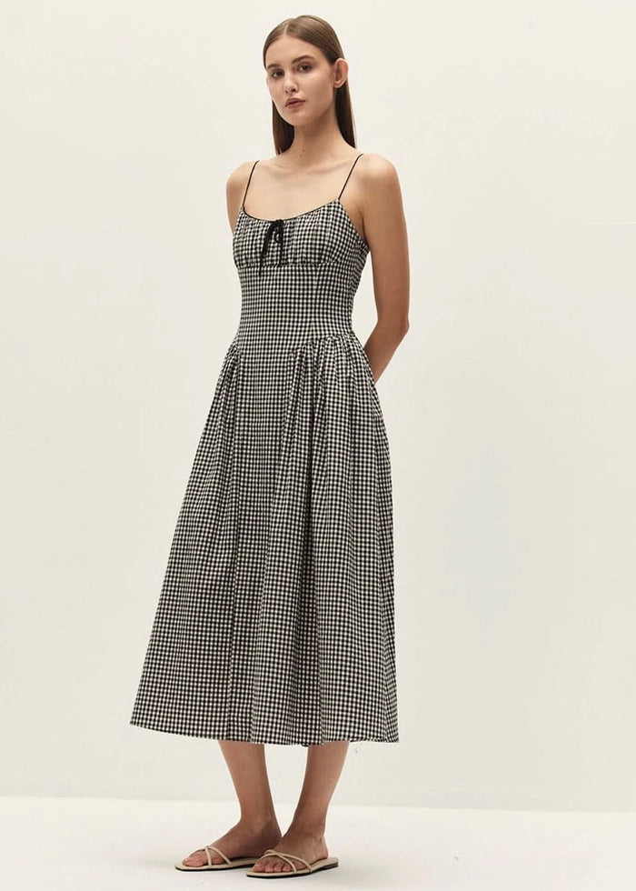 Lyla Midi Dress - Black Gingham