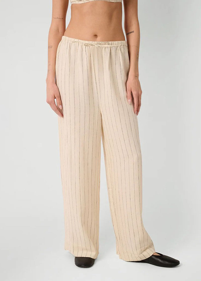 Betty Stripe Tie-Waist Pant - Antique White