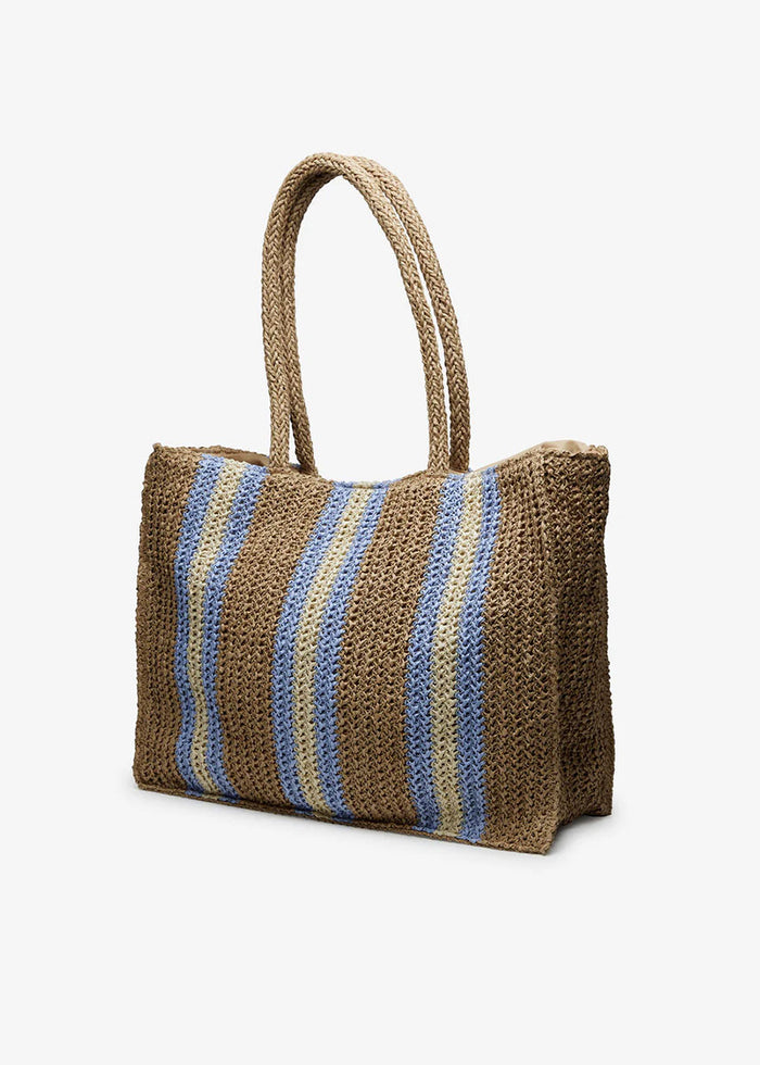 Naples Straw Tote Bag - Natural Blue