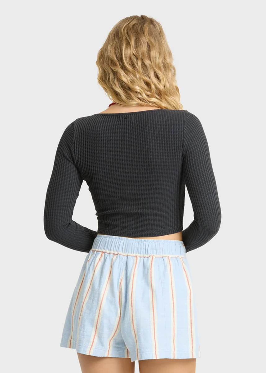 Paxton Cropped Thermal Top - Black Sands