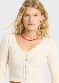 Paxton Cropped Thermal Top - White Cap