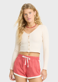 Paxton Cropped Thermal Top - White Cap