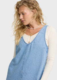 Lyla Saltwashed Mini Dress - Sea Blue