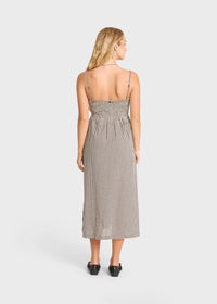 Beach Check Midi Dress - White Black