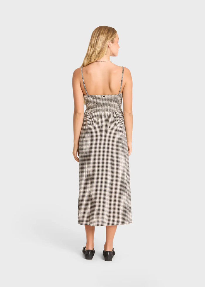 Beach Check Midi Dress - White Black