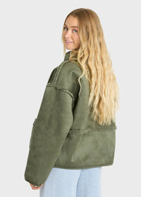 Camper Reversible Sherpa Jacket - Canteen