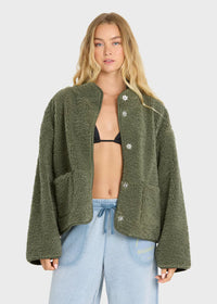 Camper Reversible Sherpa Jacket - Canteen