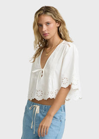 Light & Airy Woven Top - Salt Crystal
