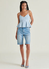 Demi Peplum Top - Sea Blue