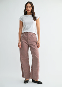 Seamed Barrel Jeans - Spice Brown Stripe
