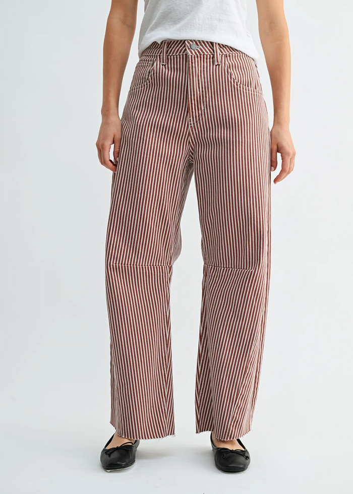 Seamed Barrel Jeans - Spice Brown Stripe