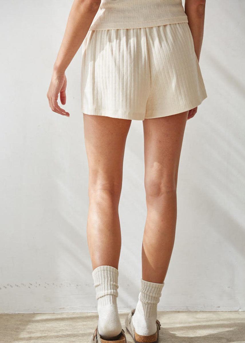 Dream Bow Pointelle Shorts - Cream Red