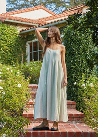 Zabina Striped Midi Dress - Cream & Mint