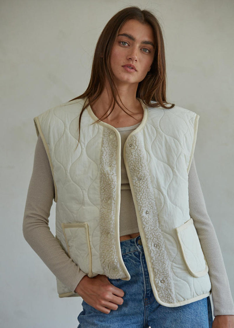 Mile High Quilted Vest - Cream