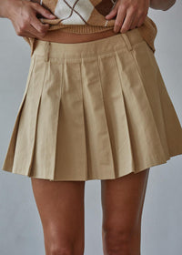 Beckett Pleated Mini Skirt - Khaki