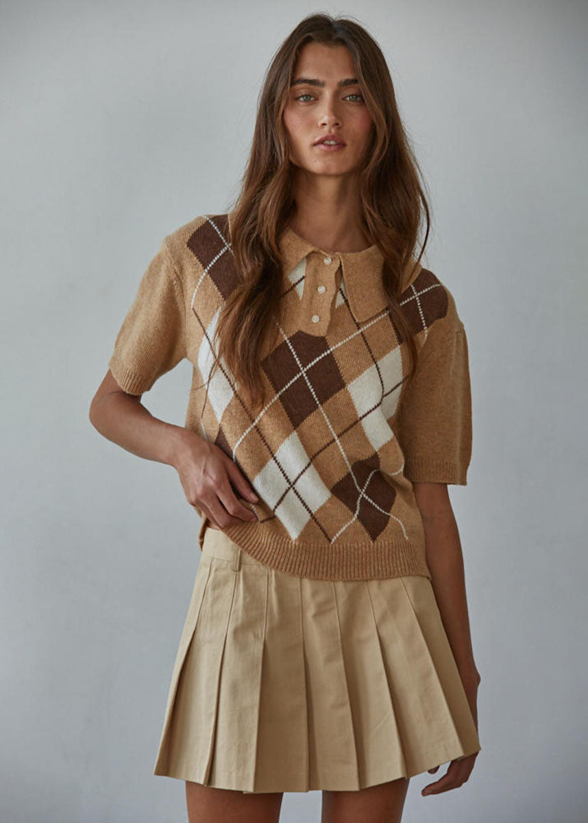 Beckett Pleated Mini Skirt - Khaki