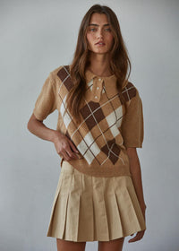 Beckett Pleated Mini Skirt - Khaki