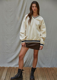 Megan V-Neck Pullover - Cream