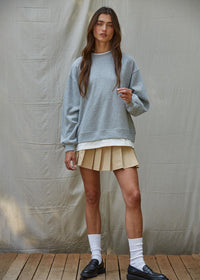 Always On Crew Twofer Pullover - Heather Grey