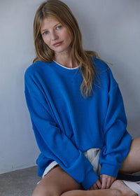 Always On Crew Twofer Pullover - Bright Blue