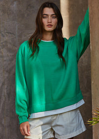 Always On Crew Twofer Pullover - Varsity Green