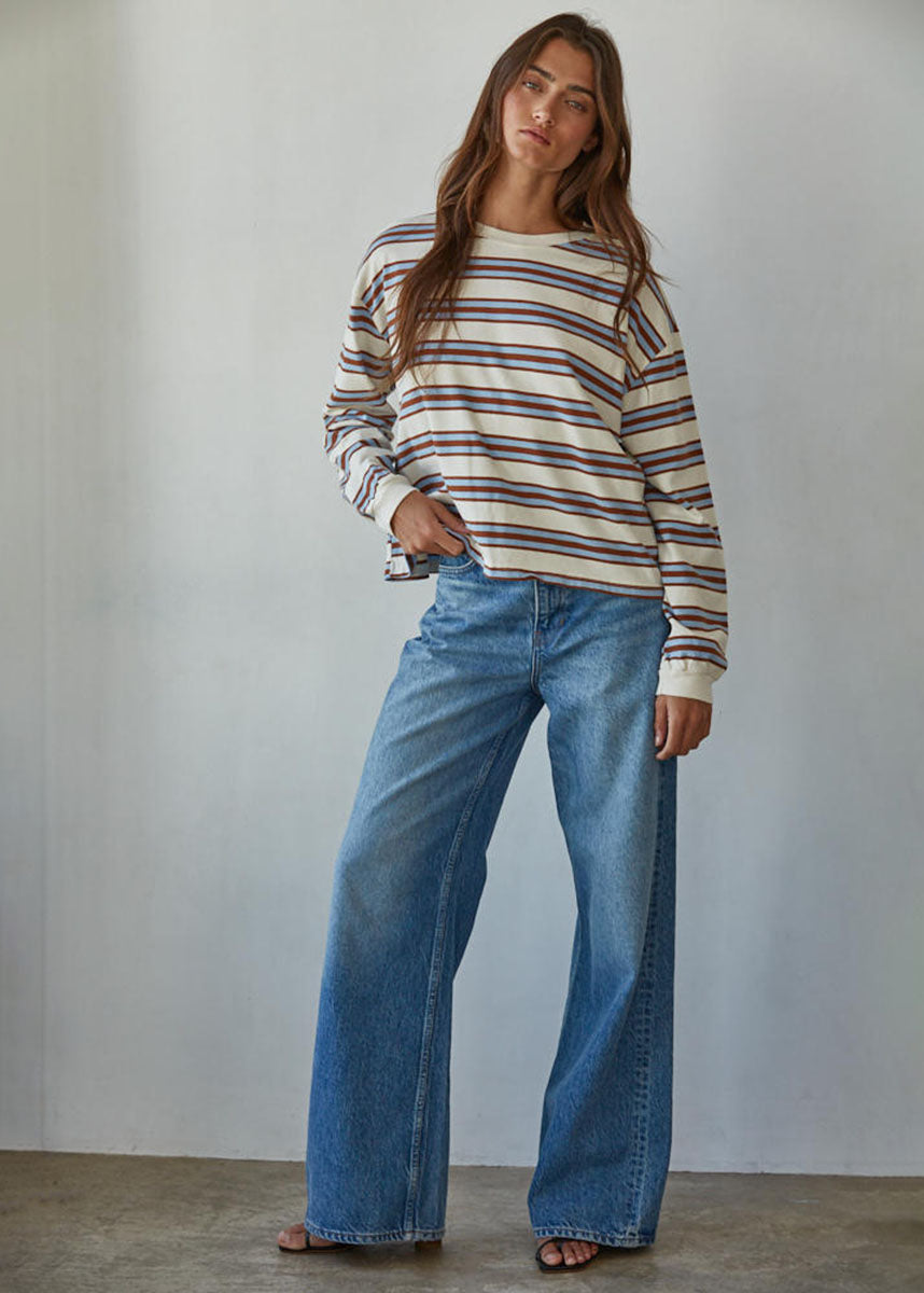 Post Play Striped Long Sleeve - Blue Camel