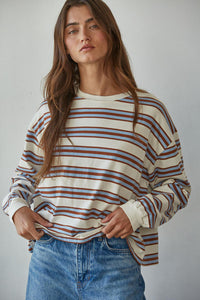 Post Play Striped Long Sleeve - Blue Camel