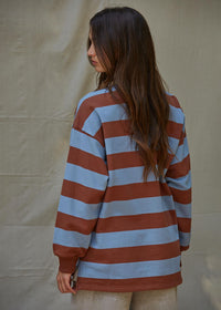 Study Hall Stripe Rugby Pullover - Brown Blue