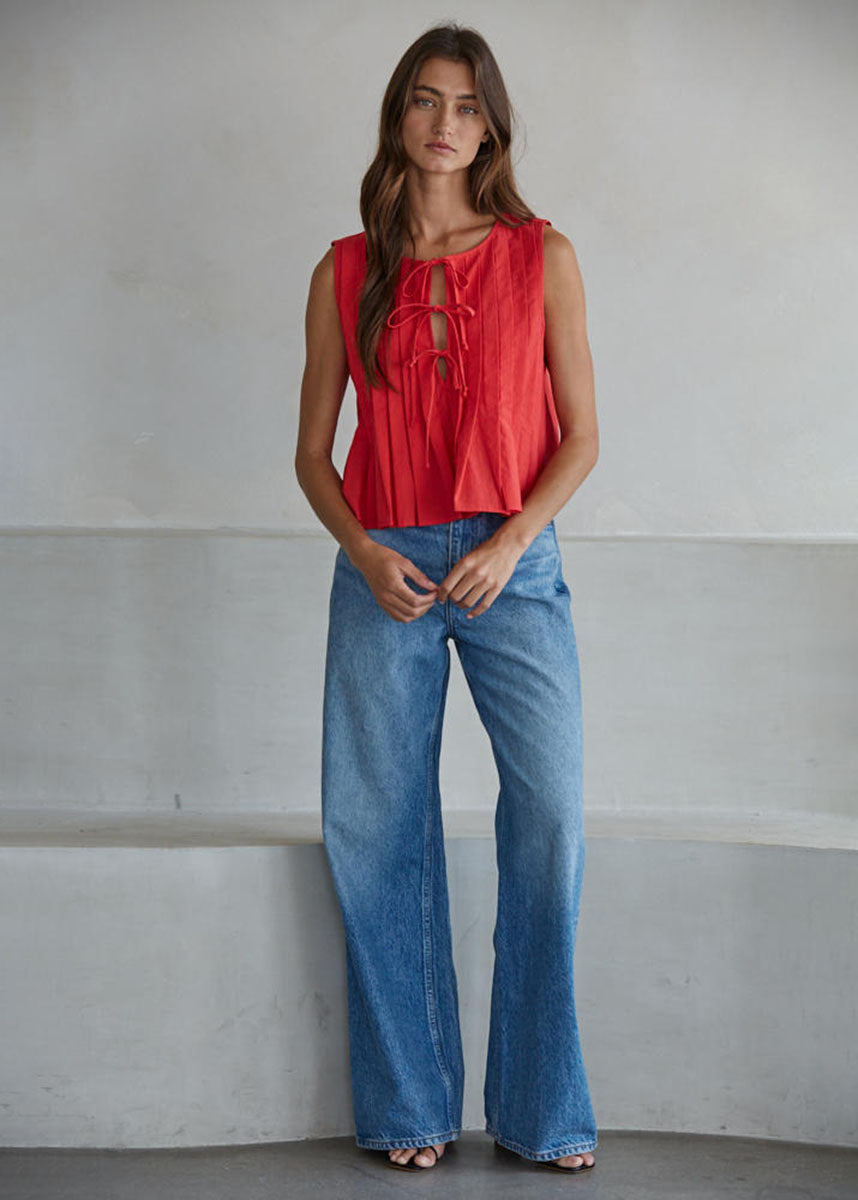 Davina Tie Top - Red