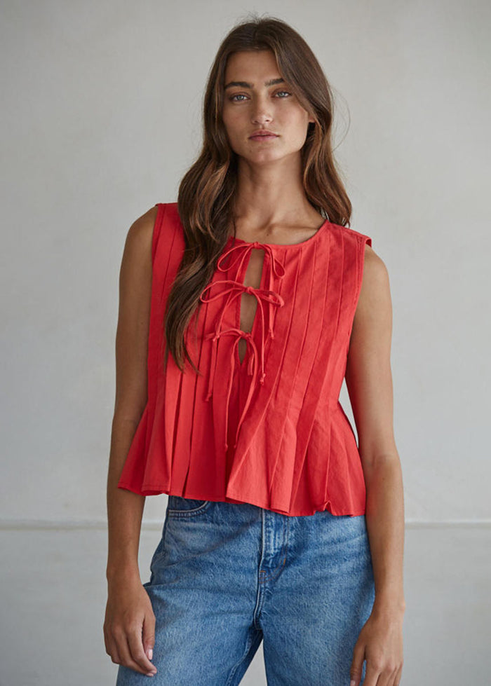 Davina Tie Top - Red