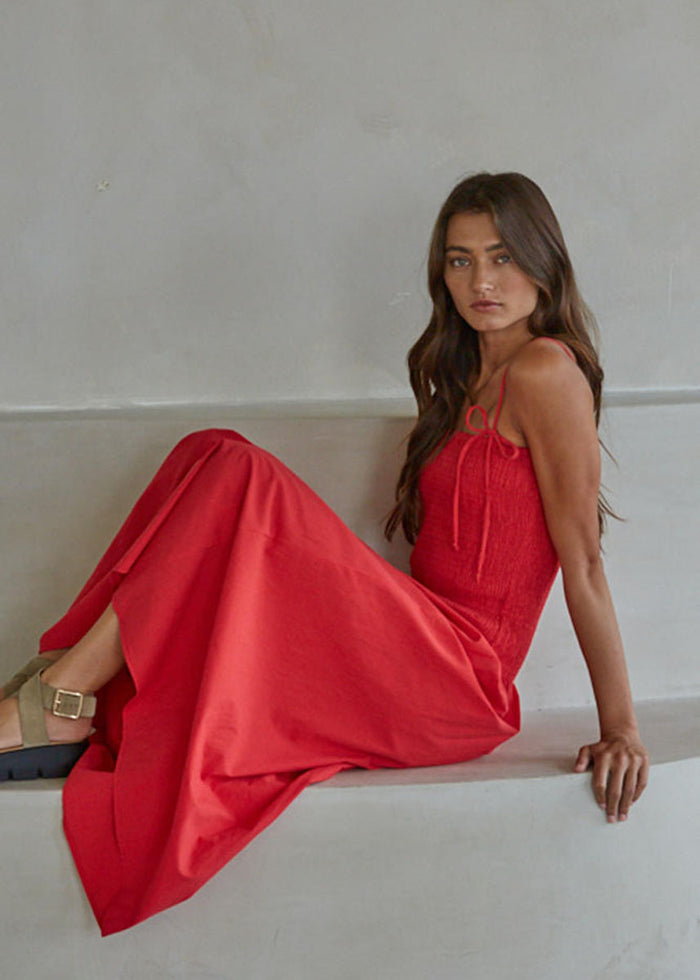 Rouge Smocked Dress - Ruby Red