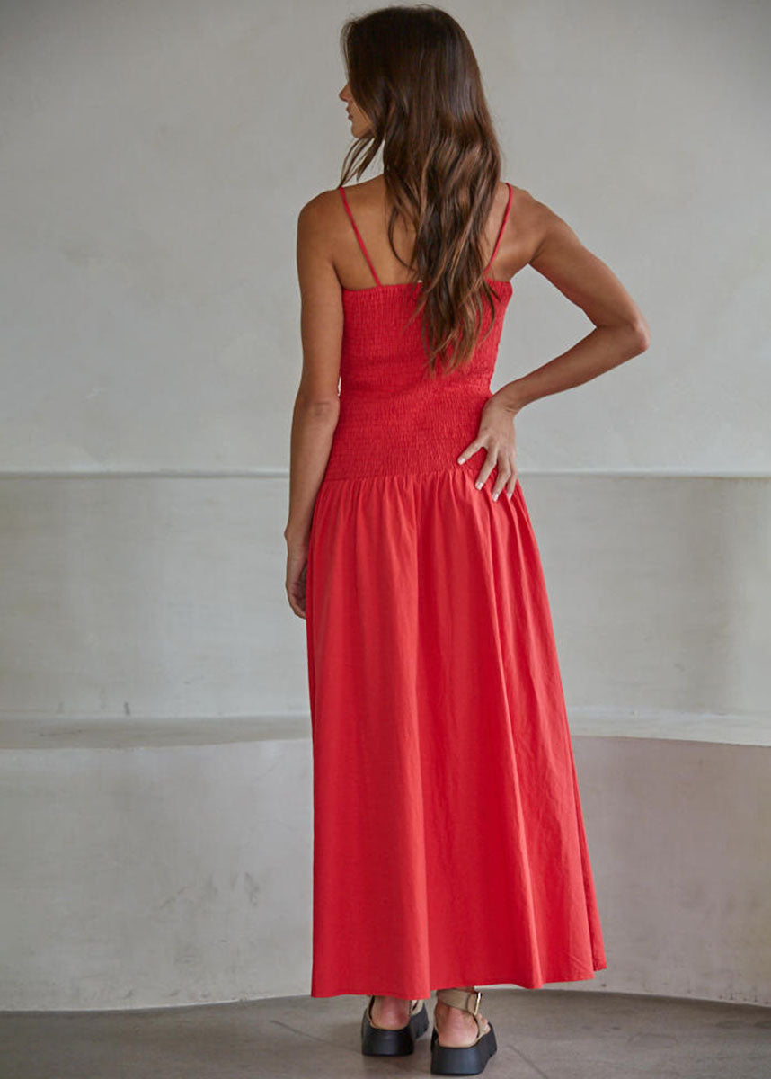 Rouge Smocked Dress - Ruby Red